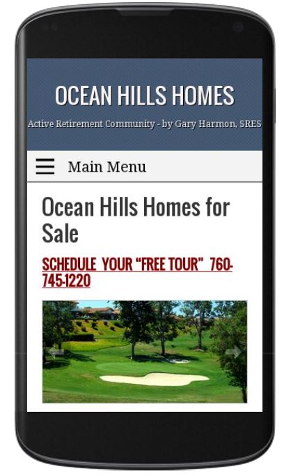 Mobile Friendly Ocean HIlls site.